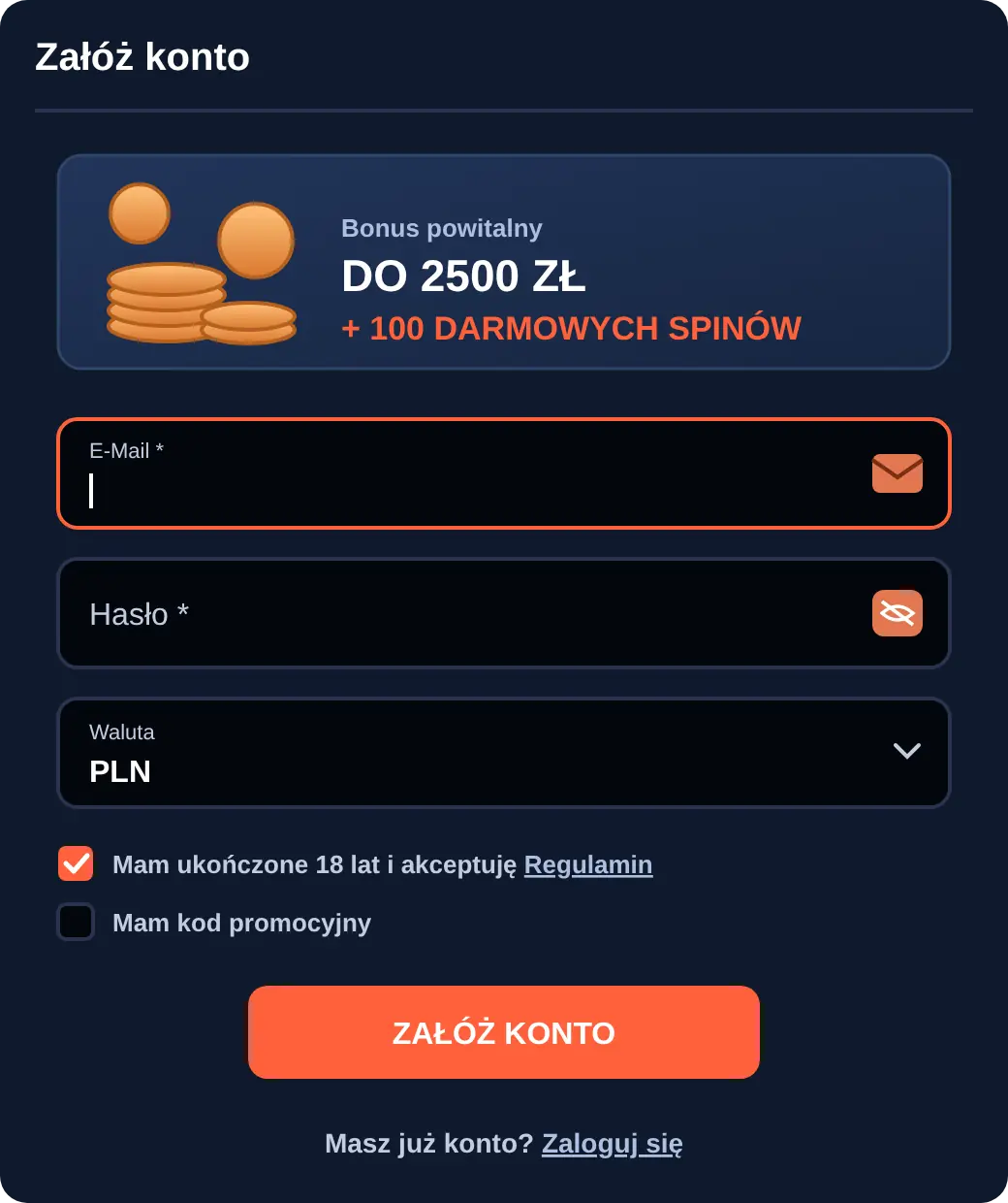 Bison Casino rejestracja